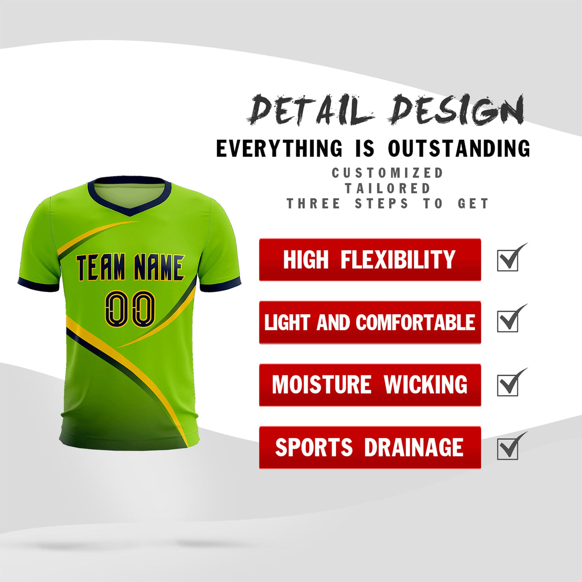 Custom Neon Green Navy Color Block Training Uniform For Men Soccer Sets Jersey