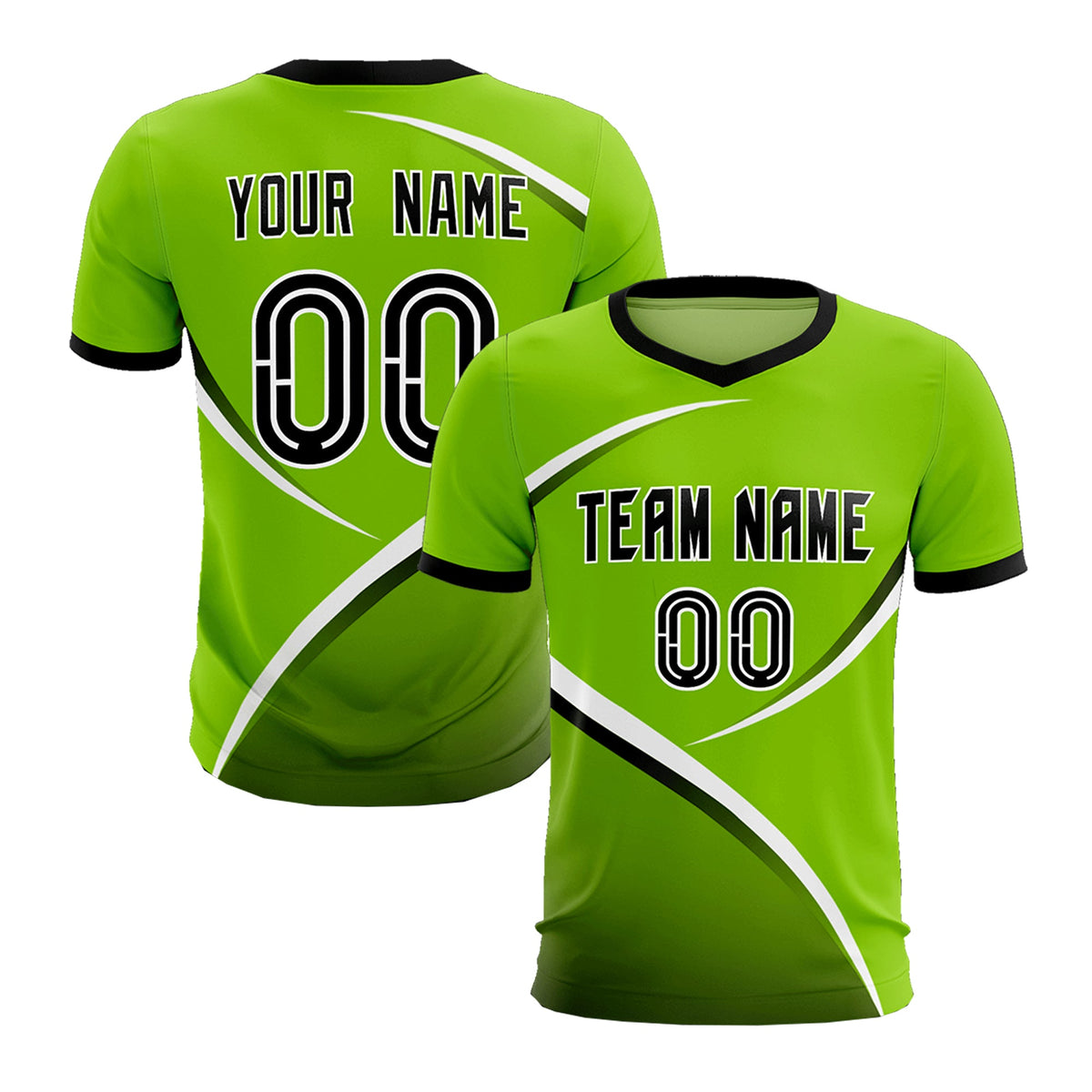 Custom Neon Green Black Color Block Training Uniform For Men Soccer Sets Jersey