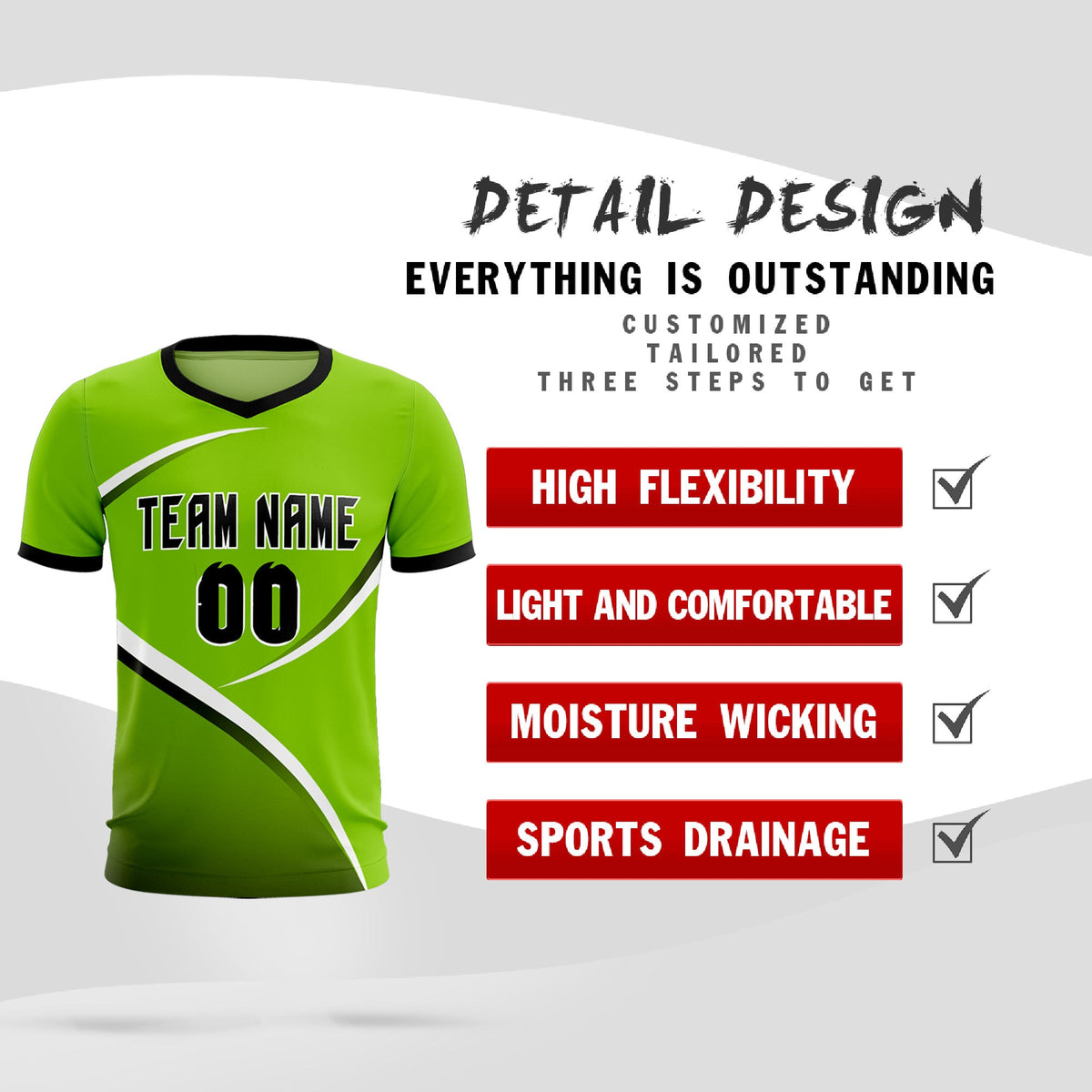 Custom Neon Green Black Color Block Training Uniform For Men Soccer Sets Jersey