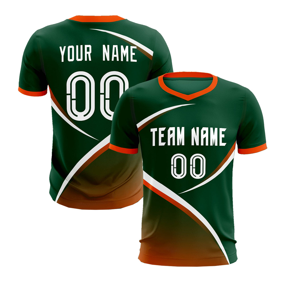 Custom Green Orange Color Block Training Uniform For Men Soccer Sets Jersey