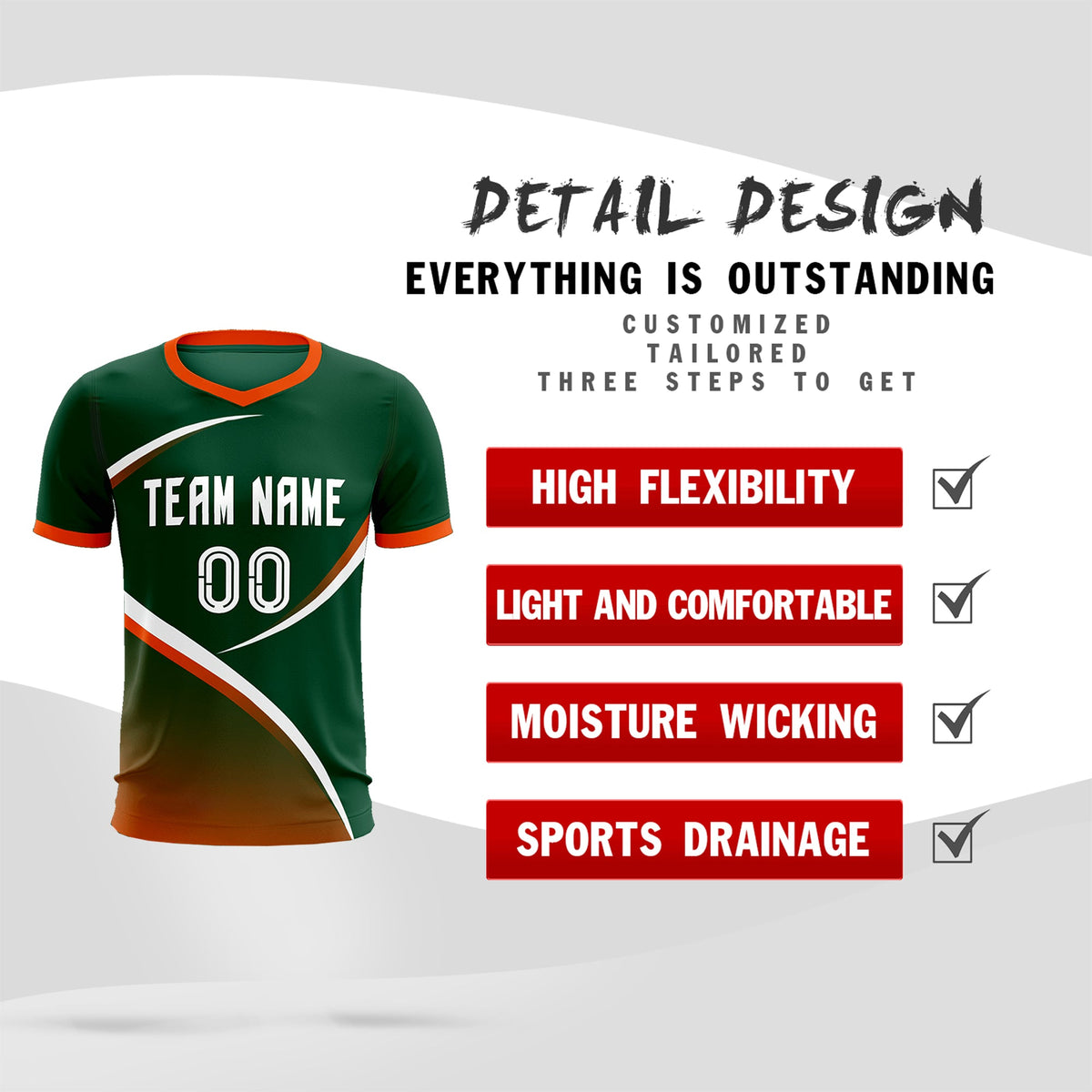 Custom Green Orange Color Block Training Uniform For Men Soccer Sets Jersey