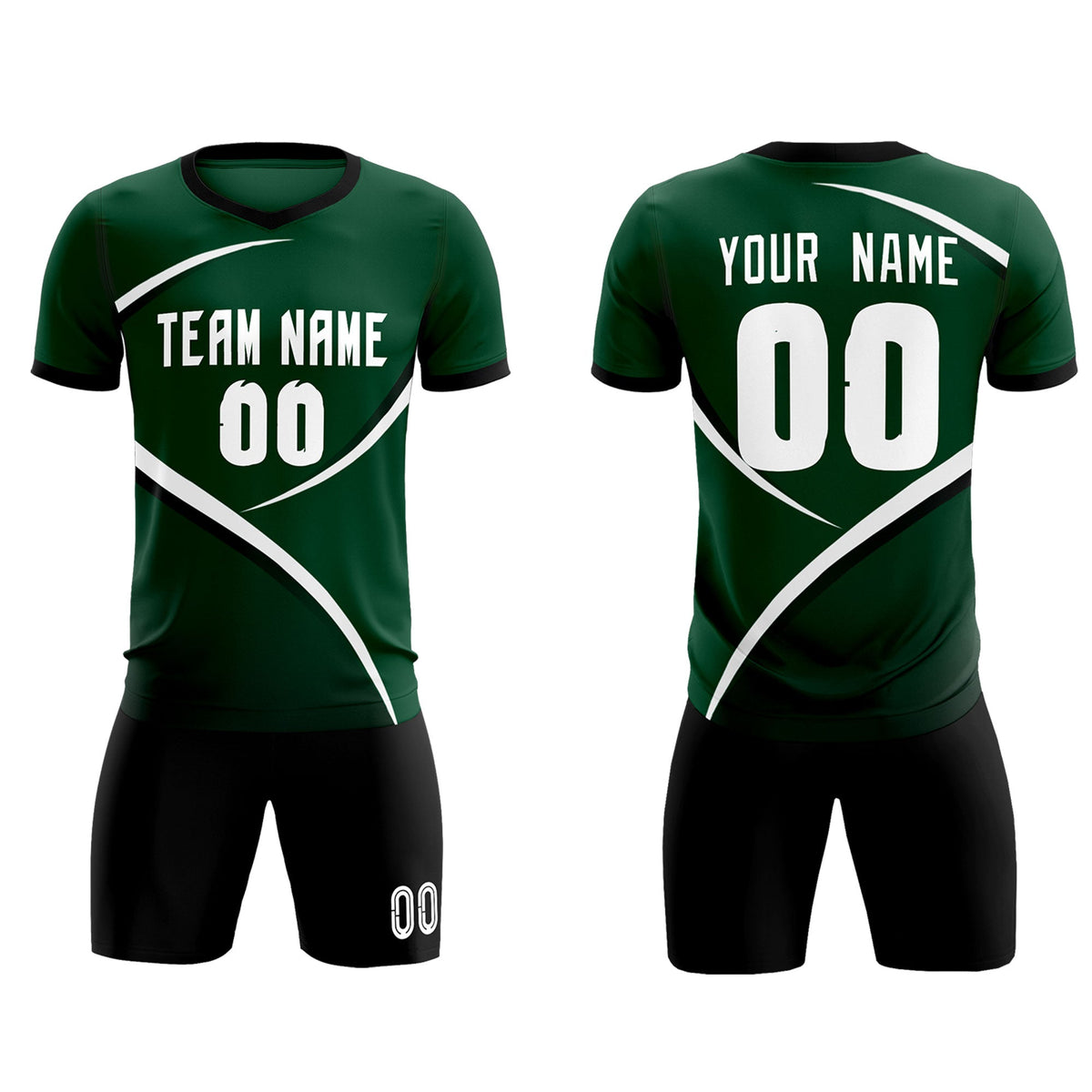 Custom Green Black Color Block Training Uniform For Men Soccer Sets Jersey
