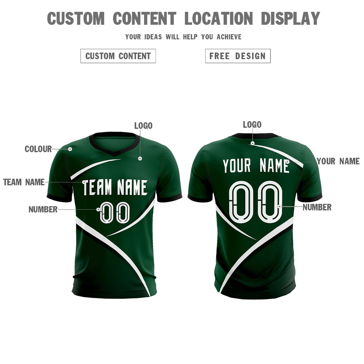 Custom Green Black Color Block Training Uniform For Men Soccer Sets Jersey