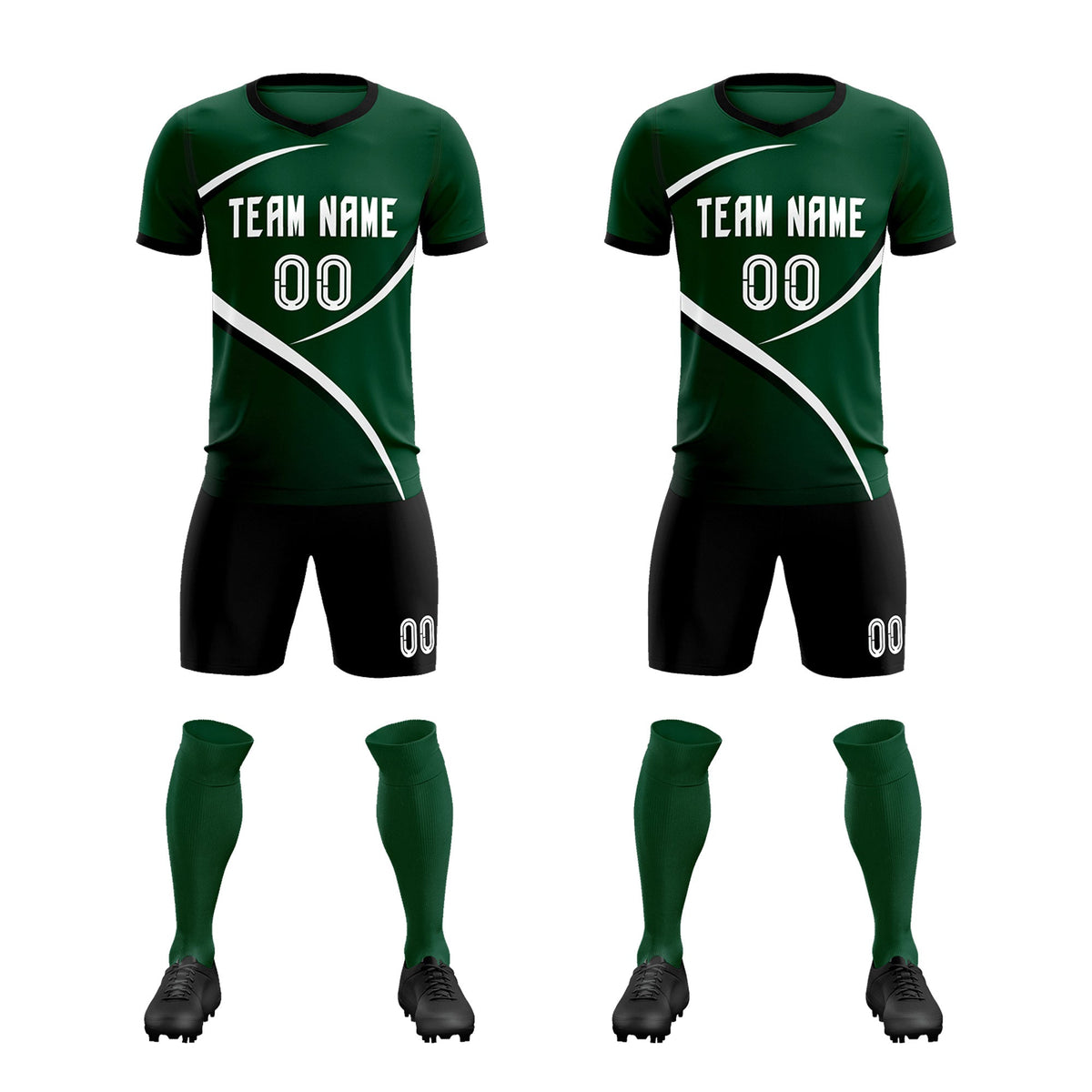 Custom Green Black Color Block Training Uniform For Men Soccer Sets Jersey