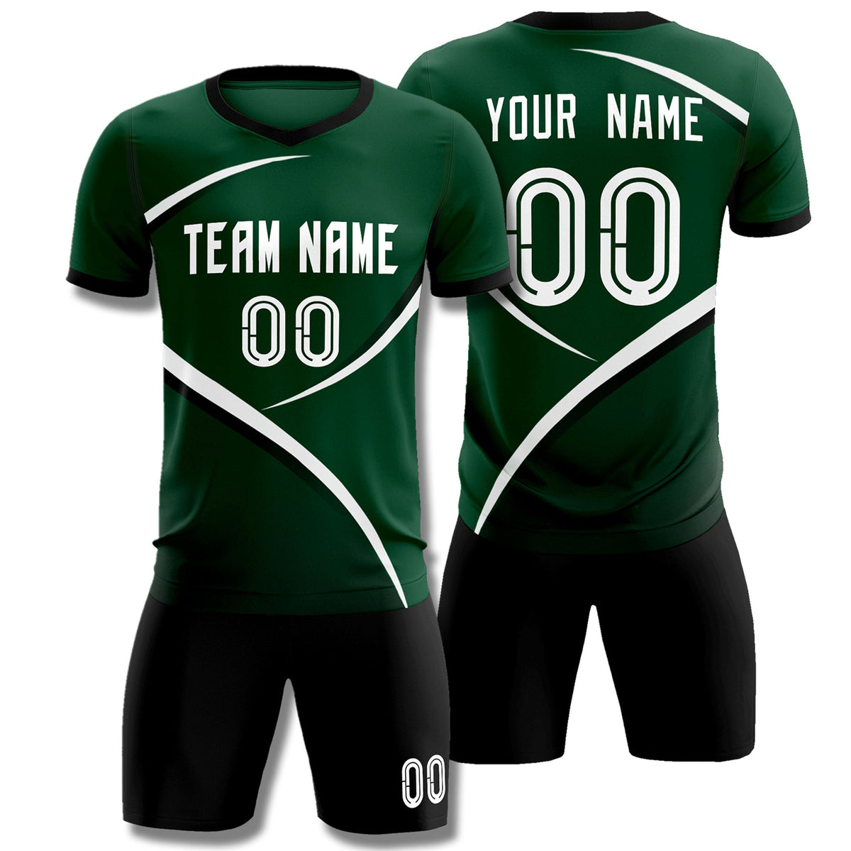 Custom Green Black Color Block Training Uniform For Men Soccer Sets Jersey
