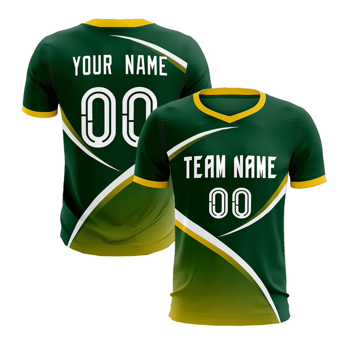 Custom Green Gold Color Block Training Uniform For Men Soccer Sets Jersey