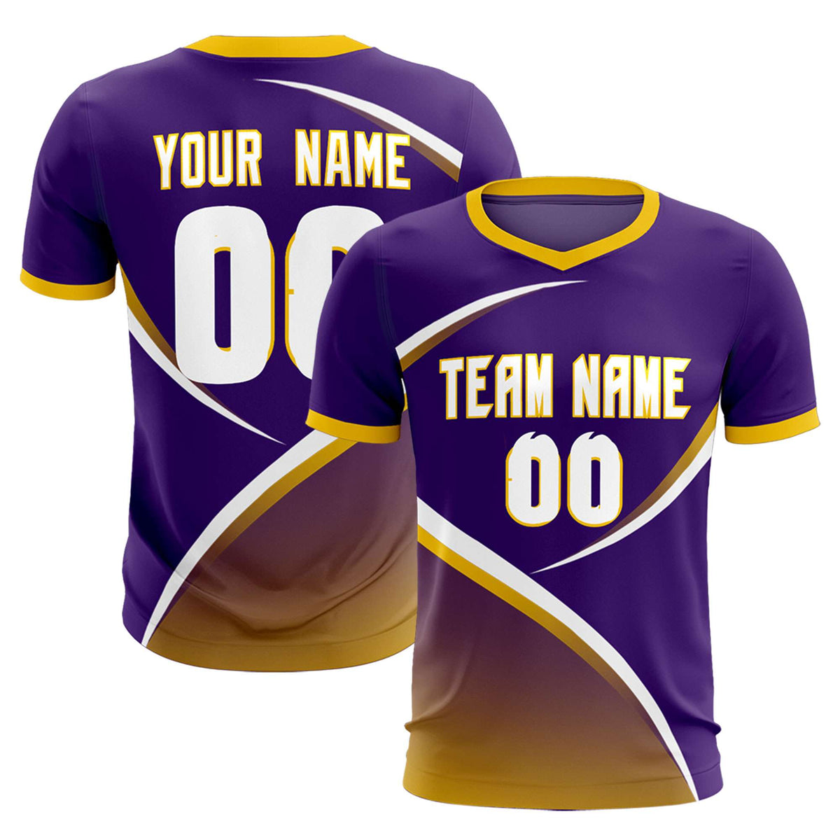 Custom Purple Gold Color Block Training Uniform For Men Soccer Sets Jersey