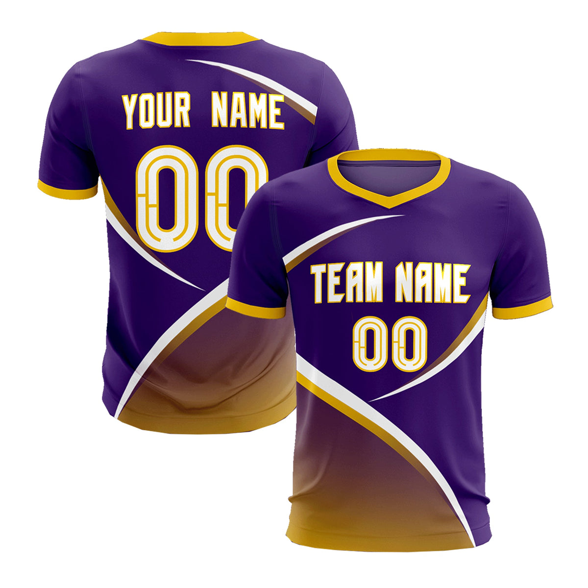 Custom Purple Gold Color Block Training Uniform For Men Soccer Sets Jersey