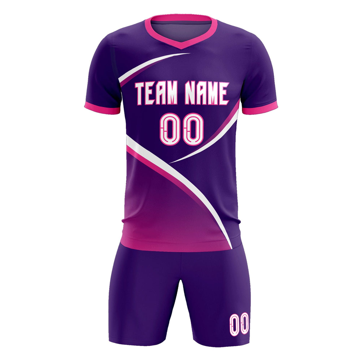 Custom Purple Pink Color Block Training Uniform For Men Soccer Sets Jersey
