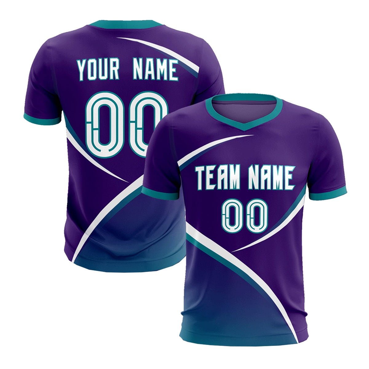 Custom Purple Aqua Color Block Training Uniform For Men Soccer Sets Jersey
