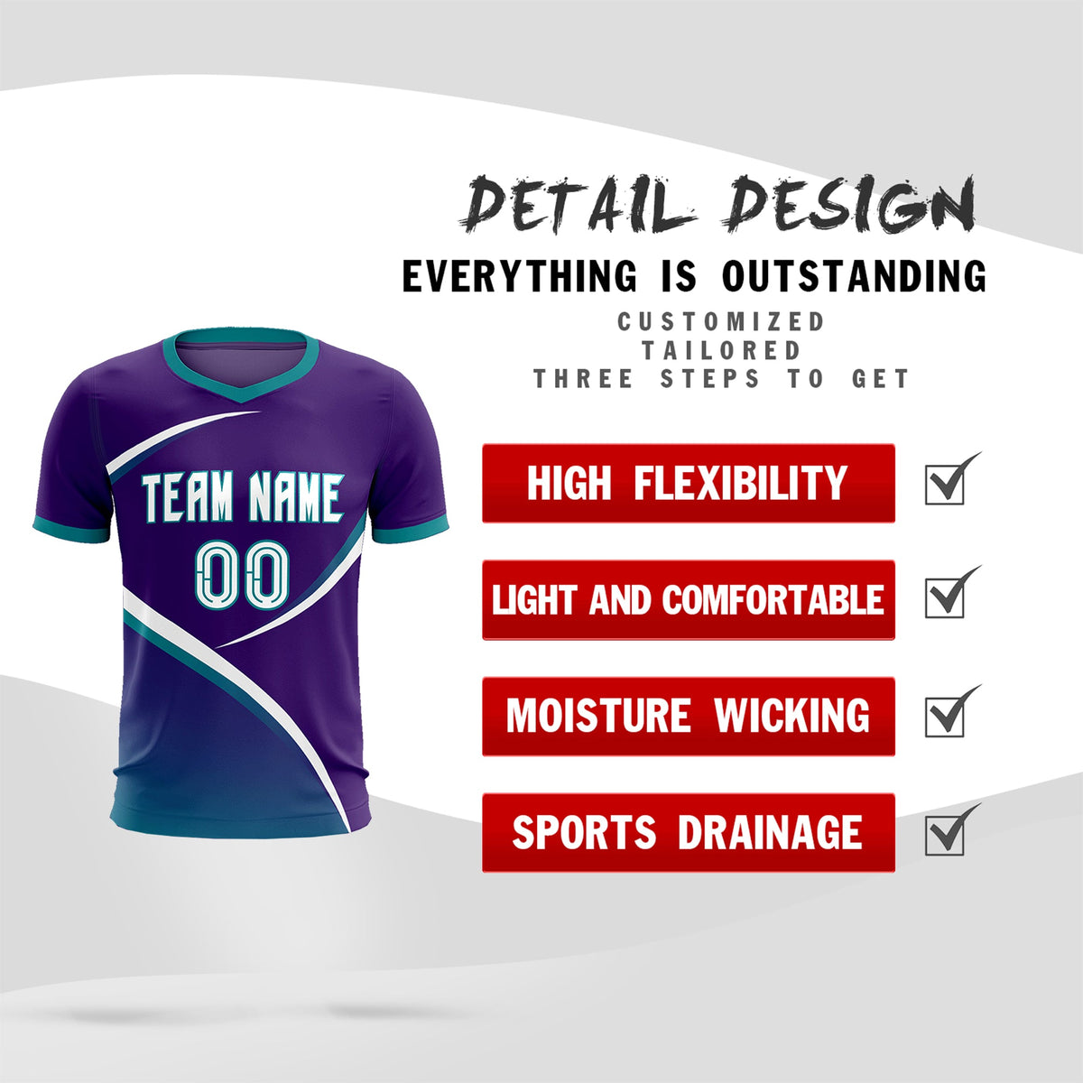 Custom Purple Aqua Color Block Training Uniform For Men Soccer Sets Jersey