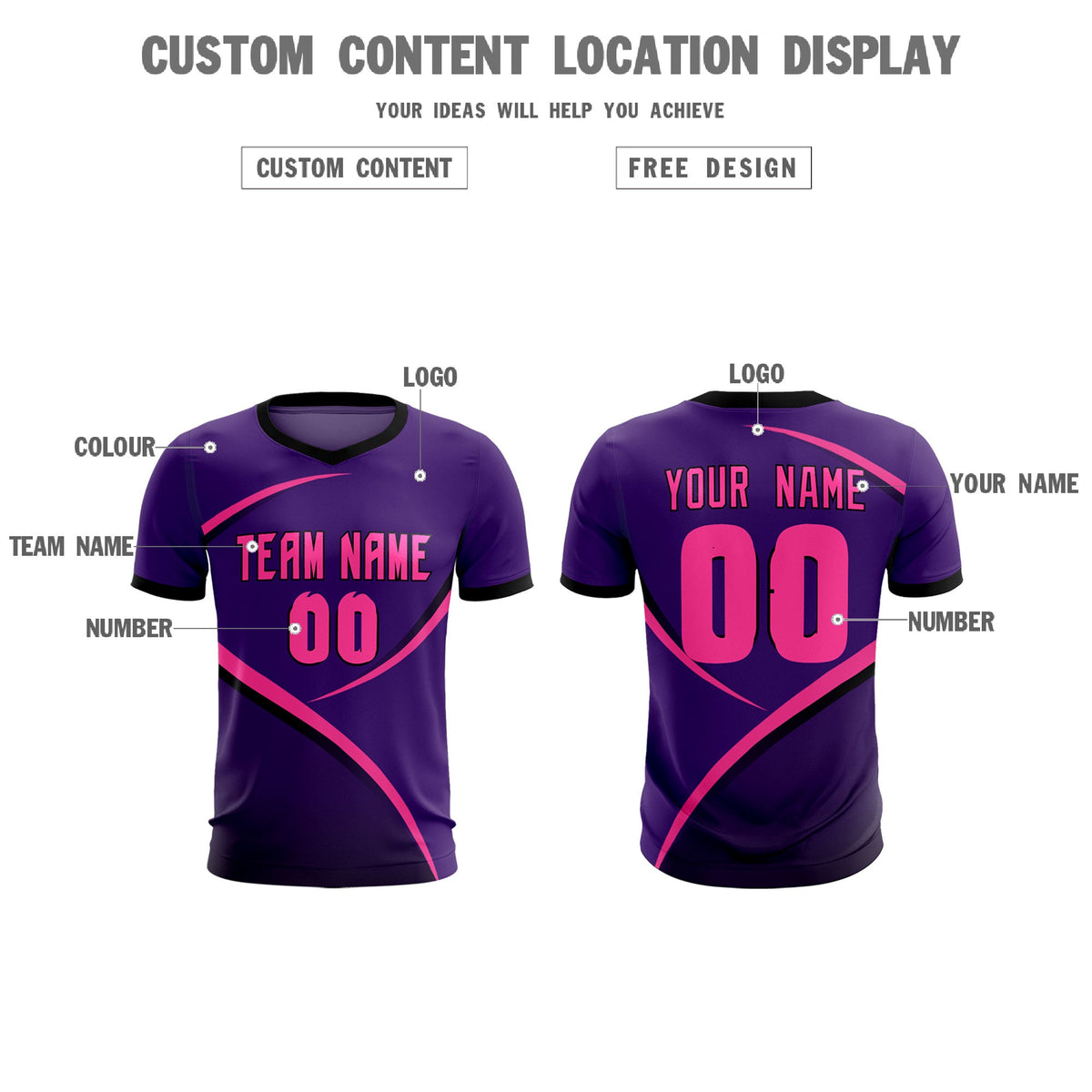 Custom Purple Black Color Block Training Uniform For Men Soccer Sets Jersey