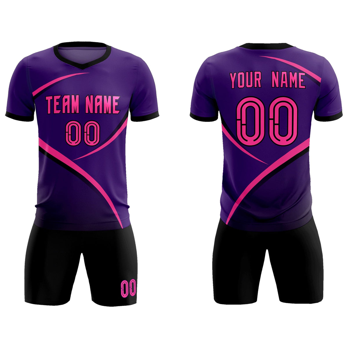 Custom Purple Black Color Block Training Uniform For Men Soccer Sets Jersey