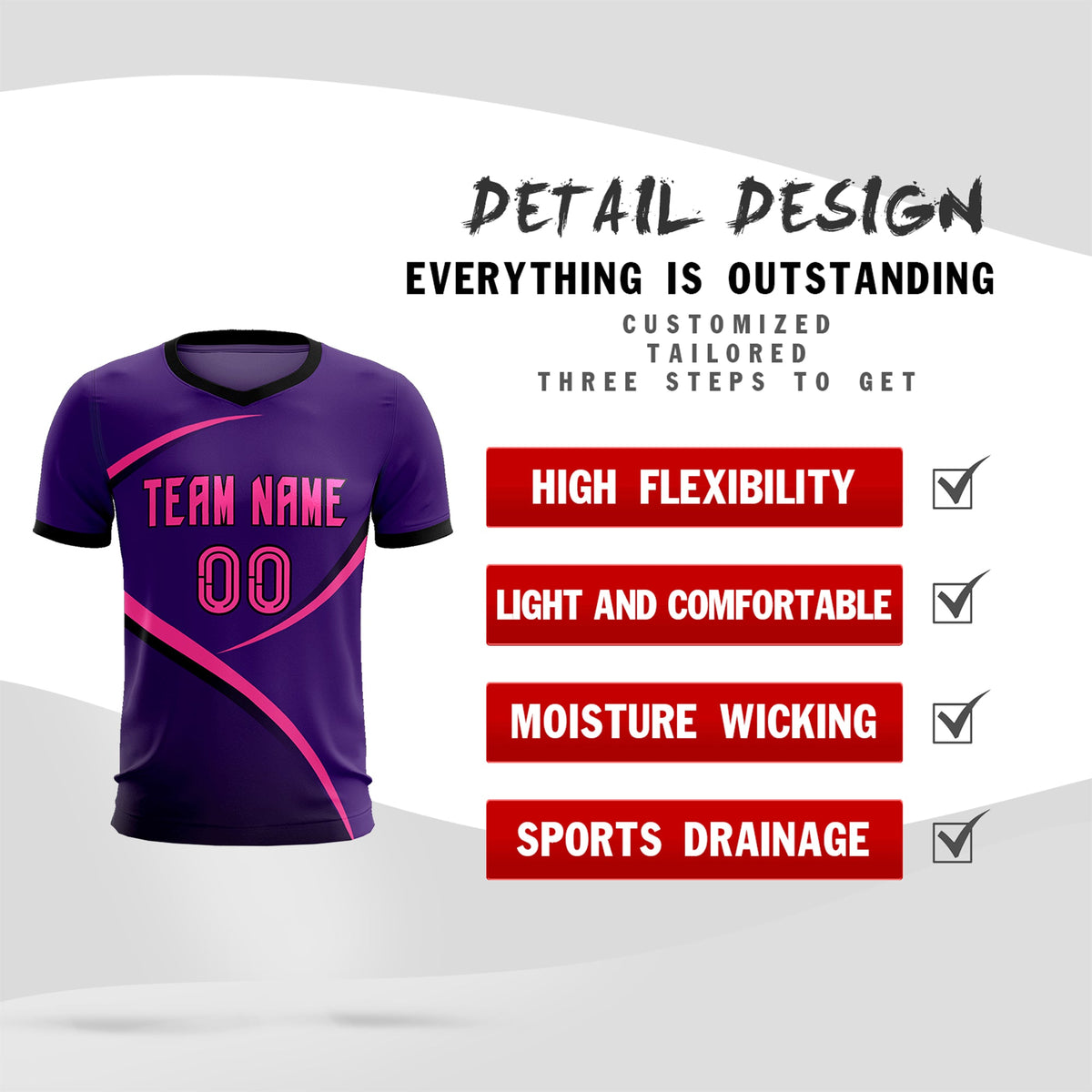 Custom Purple Black Color Block Training Uniform For Men Soccer Sets Jersey