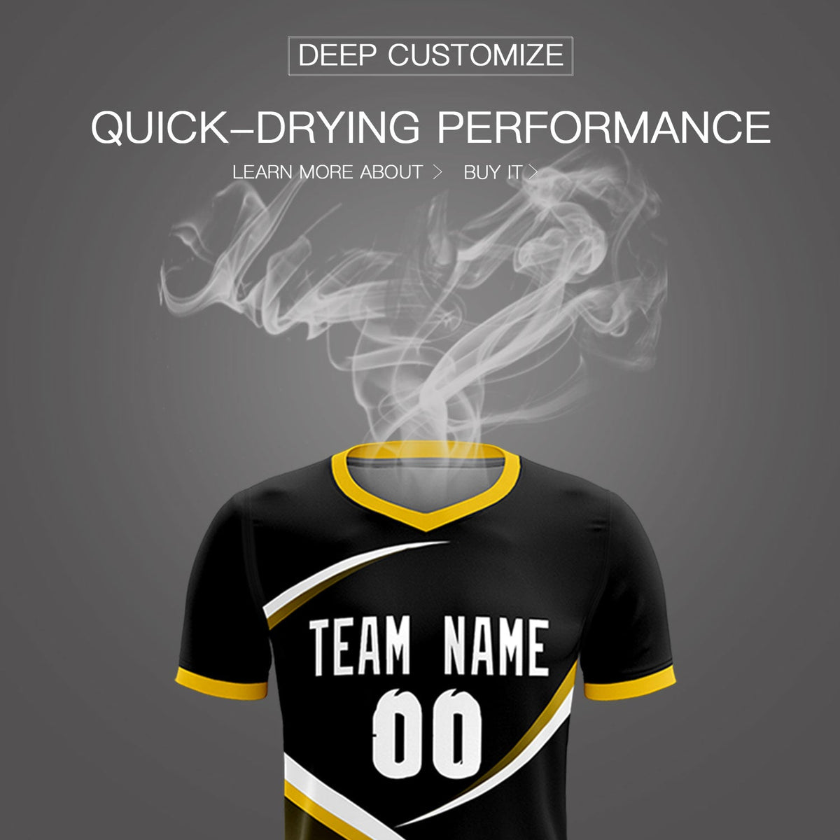 Custom Black Gold Color Block Training Uniform For Men Soccer Sets Jersey