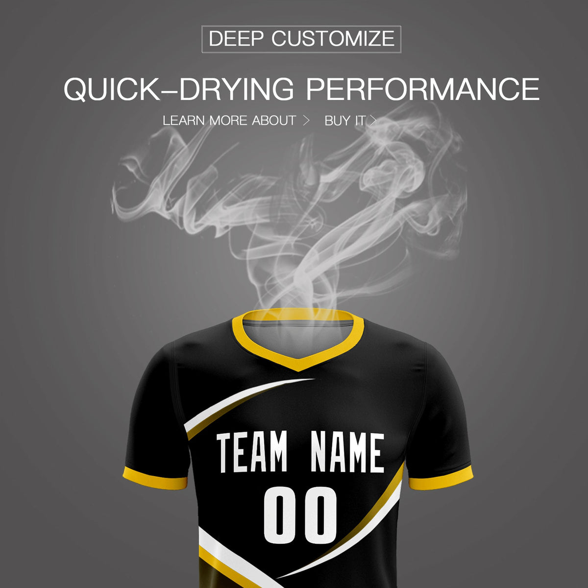 Custom Black Gold Color Block Training Uniform For Men Soccer Sets Jersey