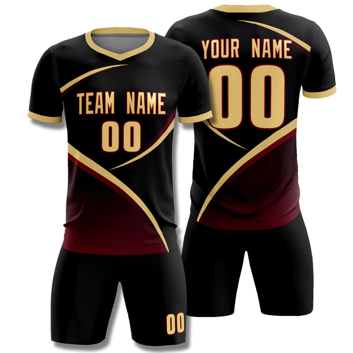 Custom Black Khaki Color Block Training Uniform For Men Soccer Sets Jersey