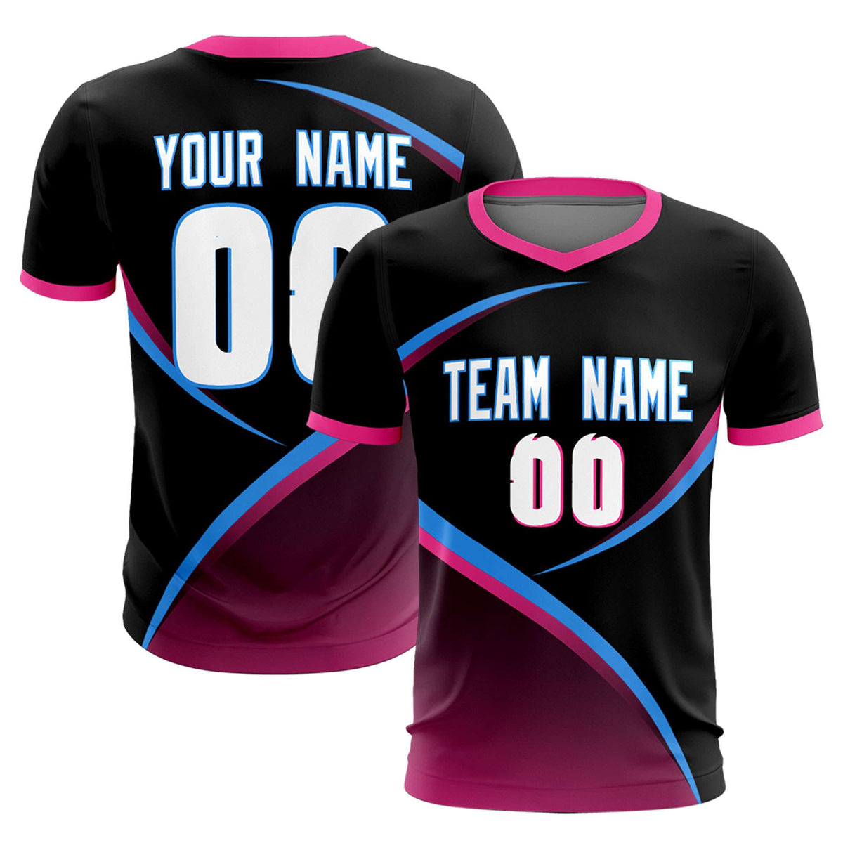 Custom Black Pink Color Block Training Uniform For Men Soccer Sets Jersey