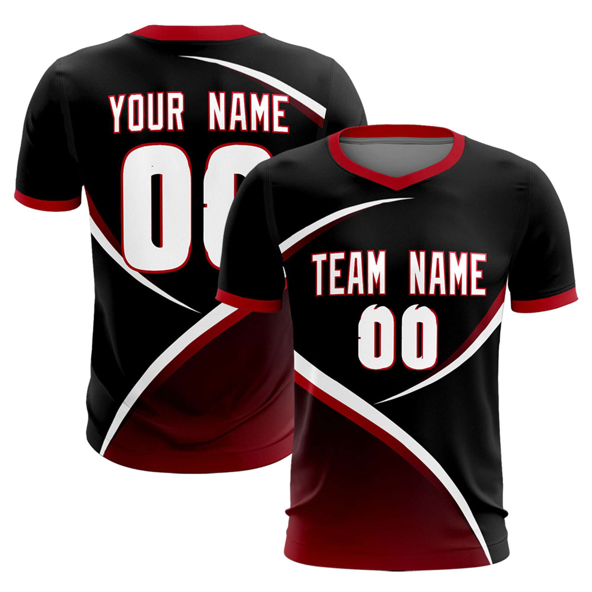 Custom Black Red Color Block Training Uniform For Men Soccer Sets Jersey