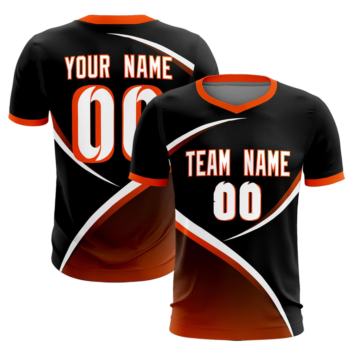 Custom Black Orange Color Block Training Uniform For Men Soccer Sets Jersey