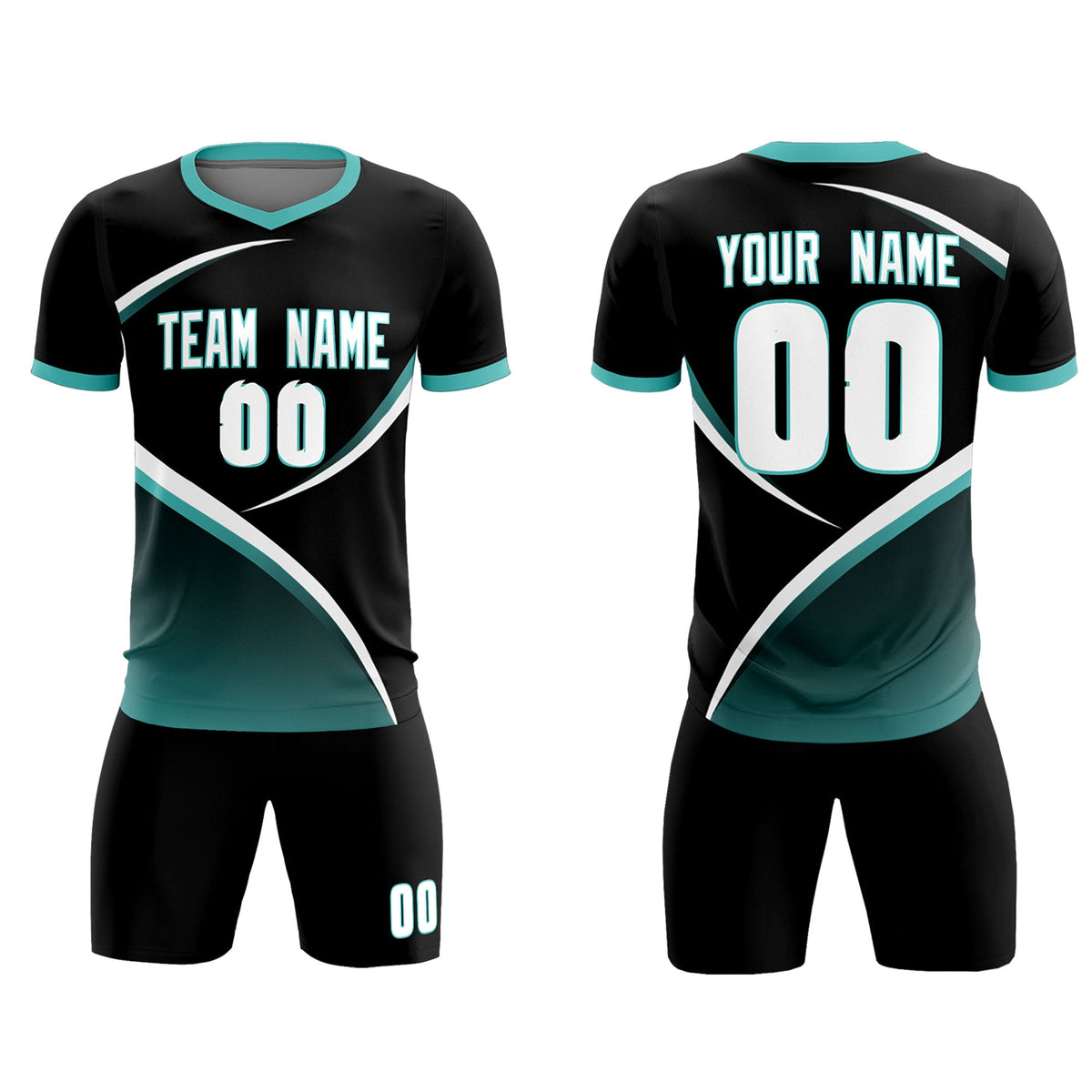 Custom Black Bright Green Color Block Training Uniform For Men Soccer Sets Jersey