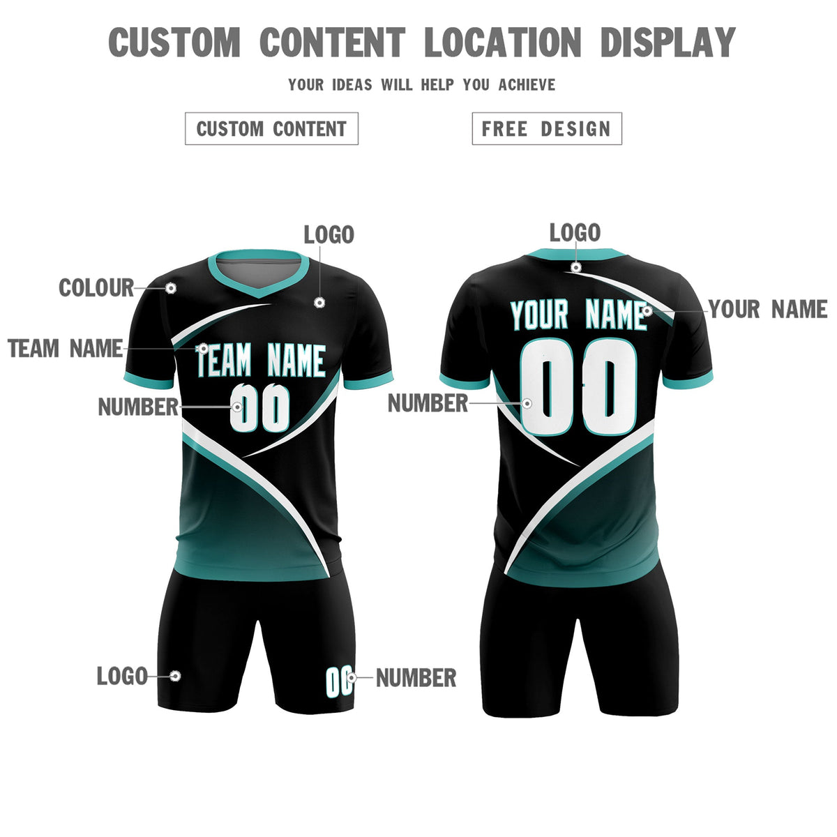 Custom Black Bright Green Color Block Training Uniform For Men Soccer Sets Jersey