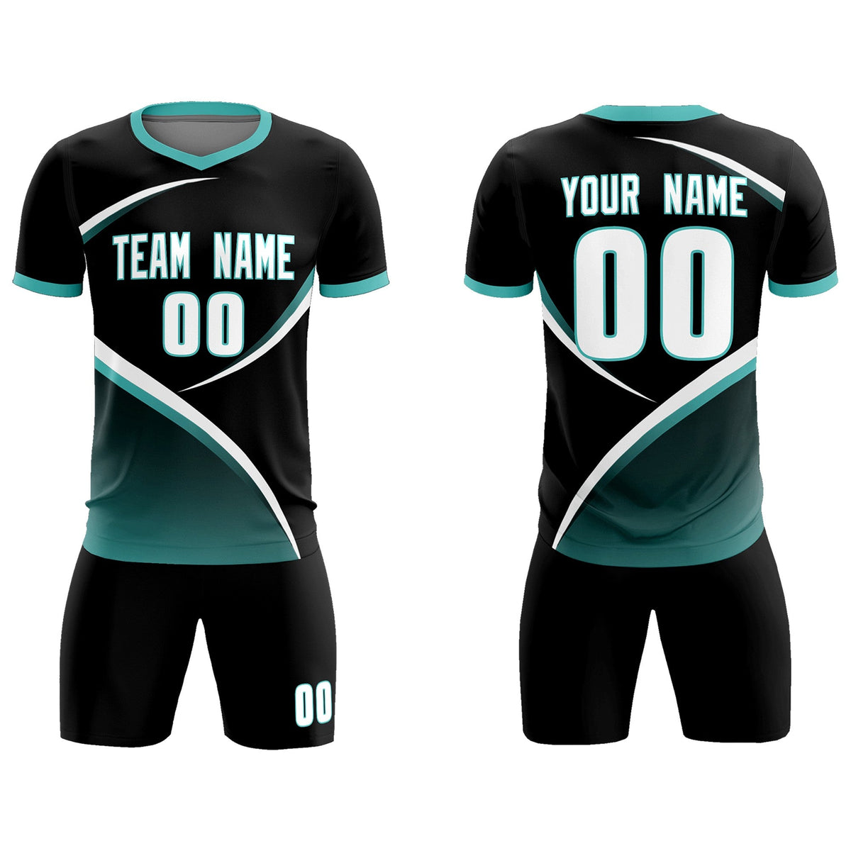 Custom Black Bright Green Color Block Training Uniform For Men Soccer Sets Jersey