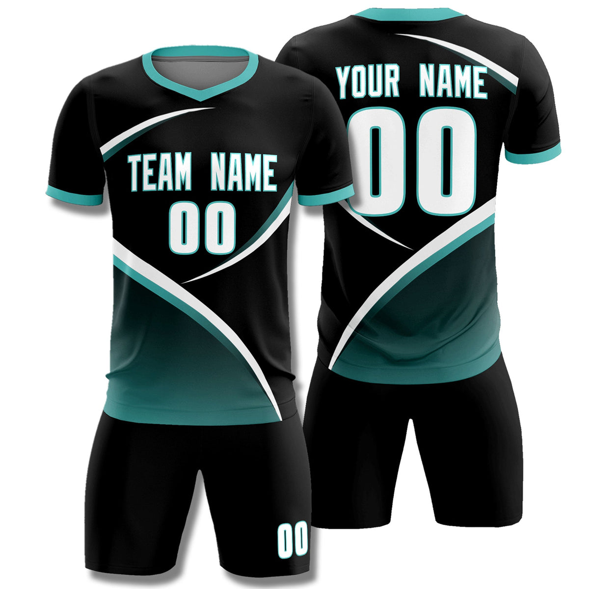 Custom Black Bright Green Color Block Training Uniform For Men Soccer Sets Jersey