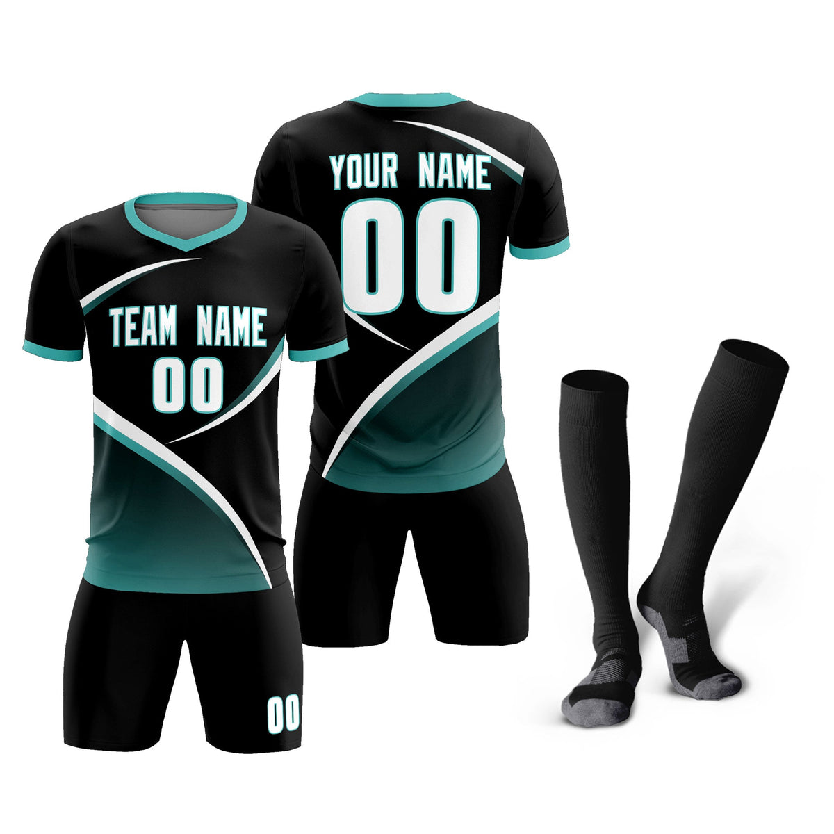 Custom Black Bright Green Color Block Training Uniform For Men Soccer Sets Jersey