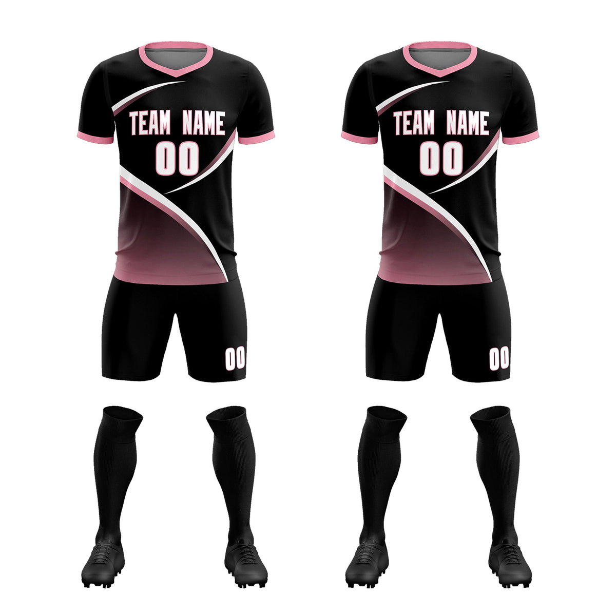 Custom Black Light Pink Color Block Training Uniform For Men Soccer Sets Jersey
