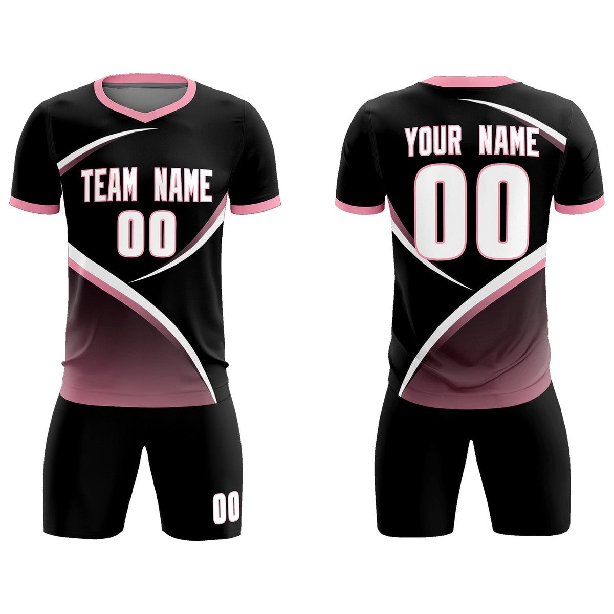 Custom Black Light Pink Color Block Training Uniform For Men Soccer Sets Jersey