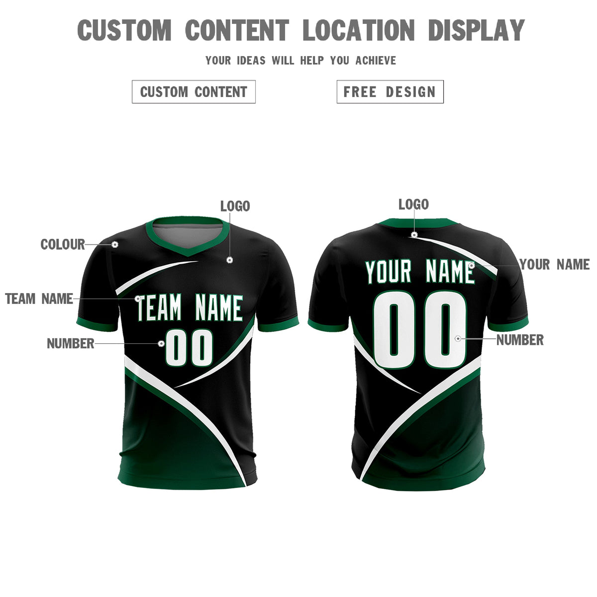 Custom Black Kelly Green Color Block Training Uniform For Men Soccer Sets Jersey