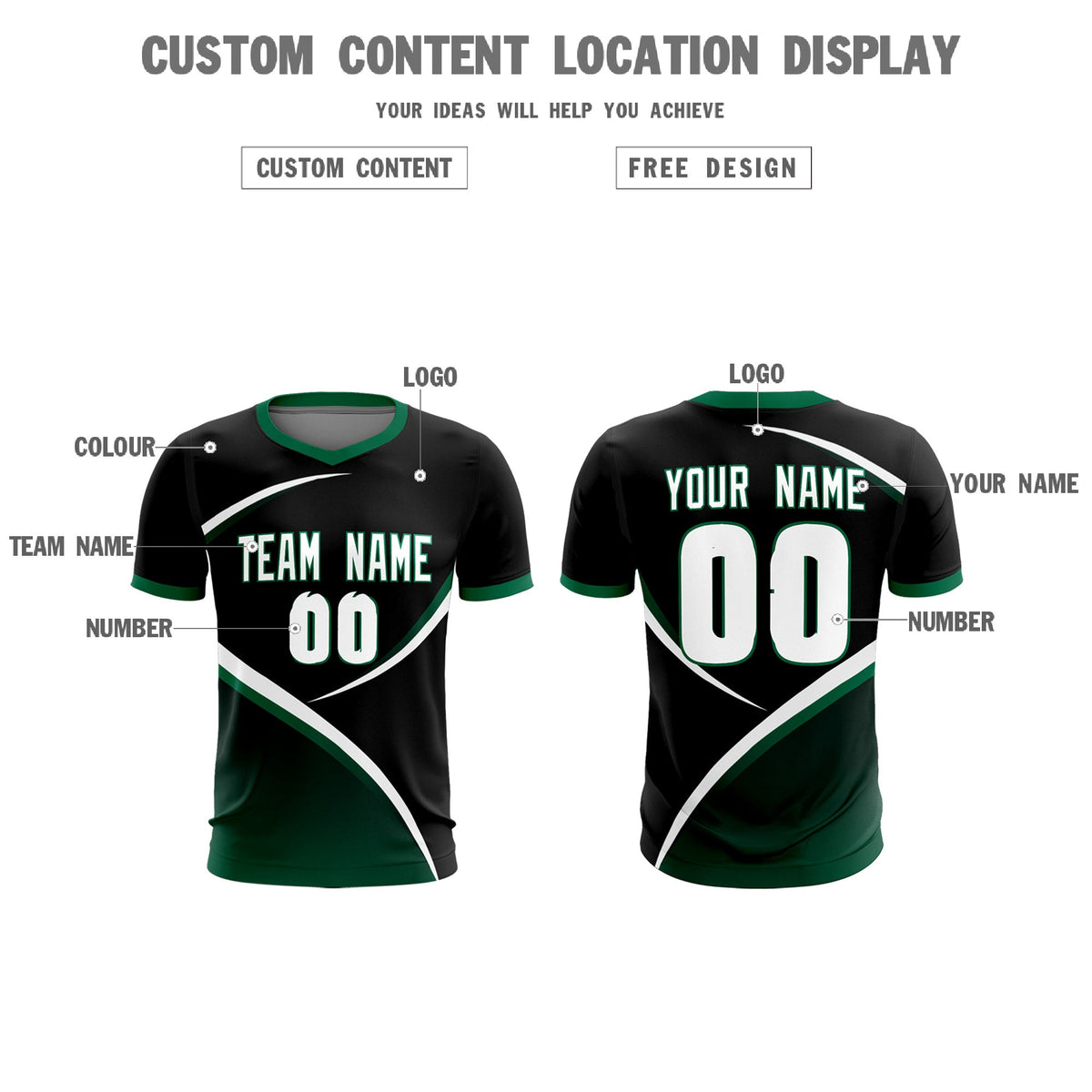 Custom Black Kelly Green Color Block Training Uniform For Men Soccer Sets Jersey