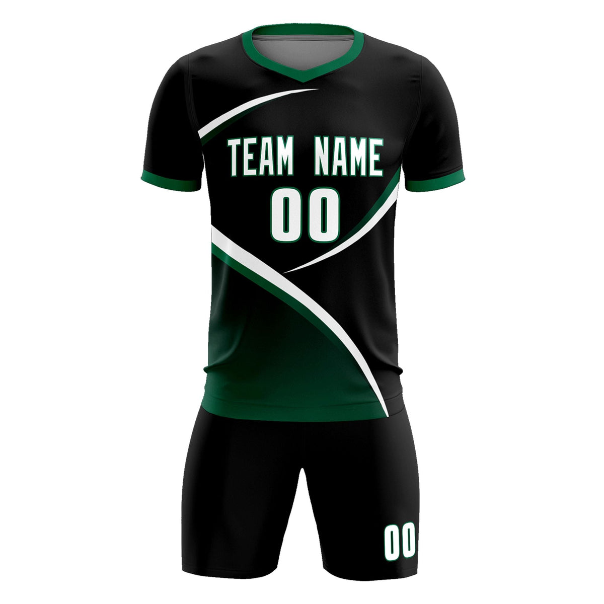 Custom Black Kelly Green Color Block Training Uniform For Men Soccer Sets Jersey