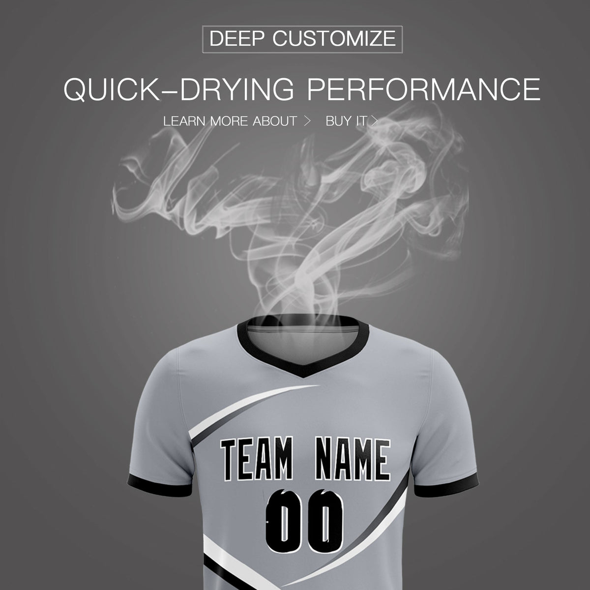 Custom Gray Black Color Block Training Uniform For Men Soccer Sets Jersey