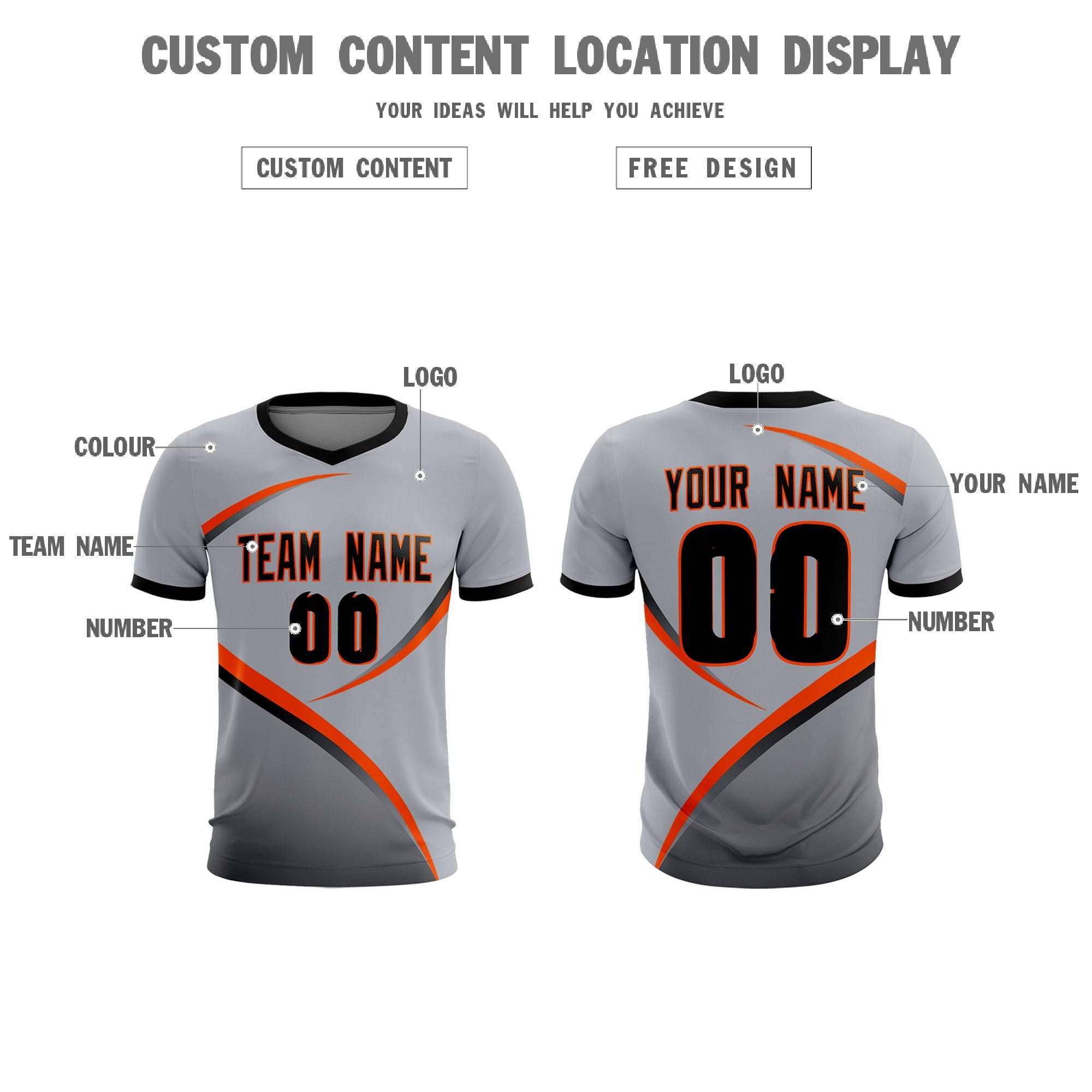Custom Gray Black Color Block Training Uniform For Men Soccer Sets Jersey