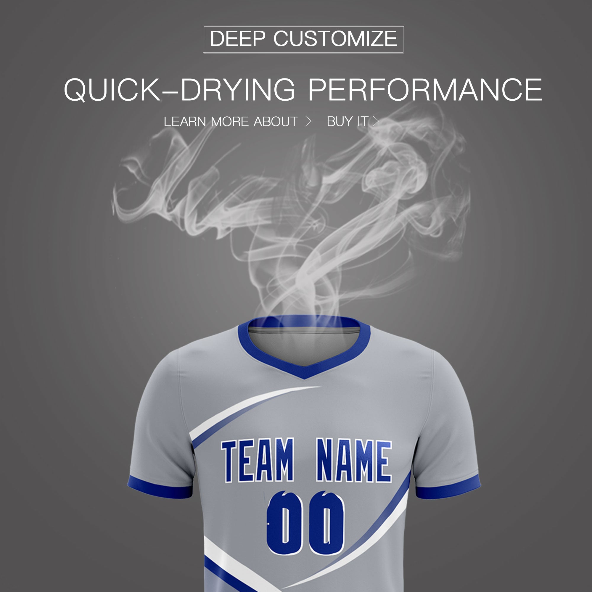 Custom Gray Royal Color Block Training Uniform For Men Soccer Sets Jersey