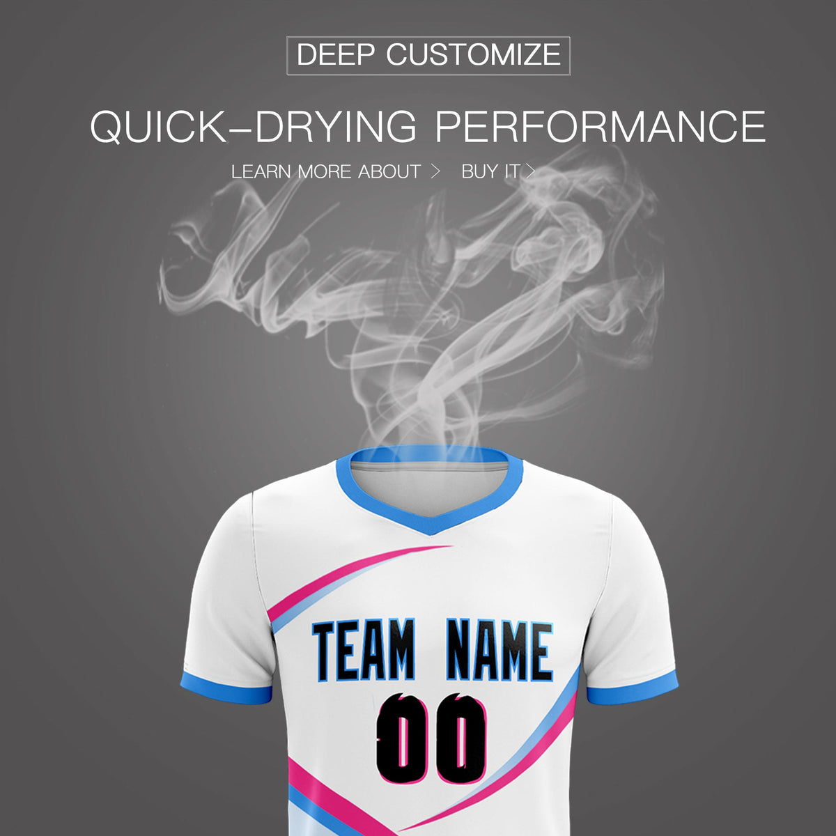 Custom White Powder Blue Color Block Training Uniform For Men Soccer Sets Jersey