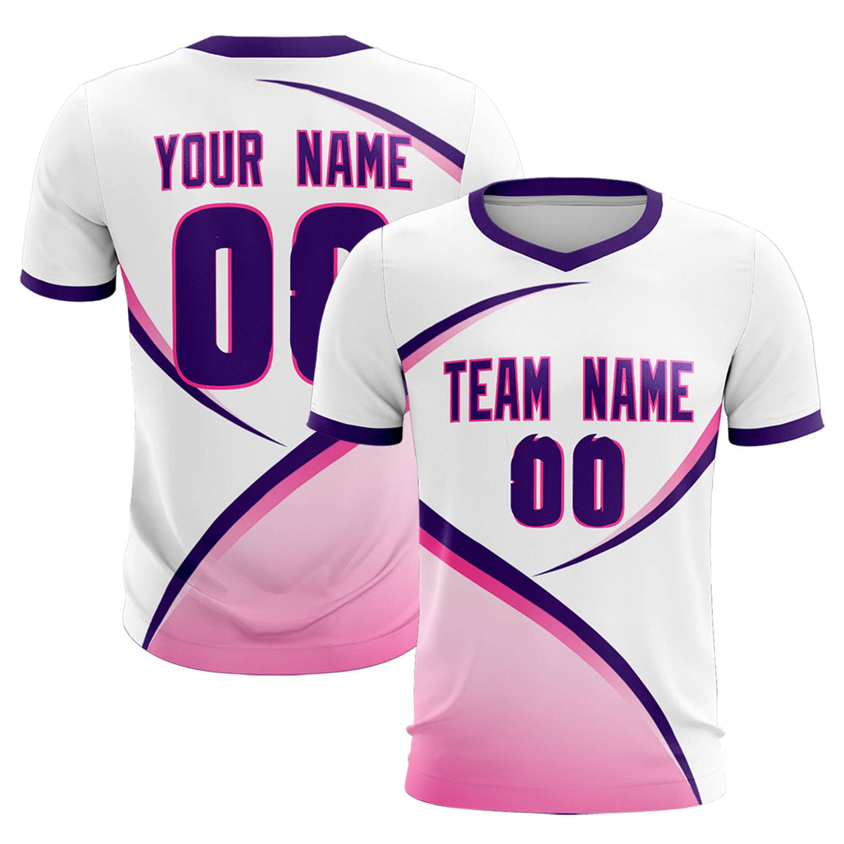 Custom White Purple Color Block Training Uniform For Men Soccer Sets Jersey