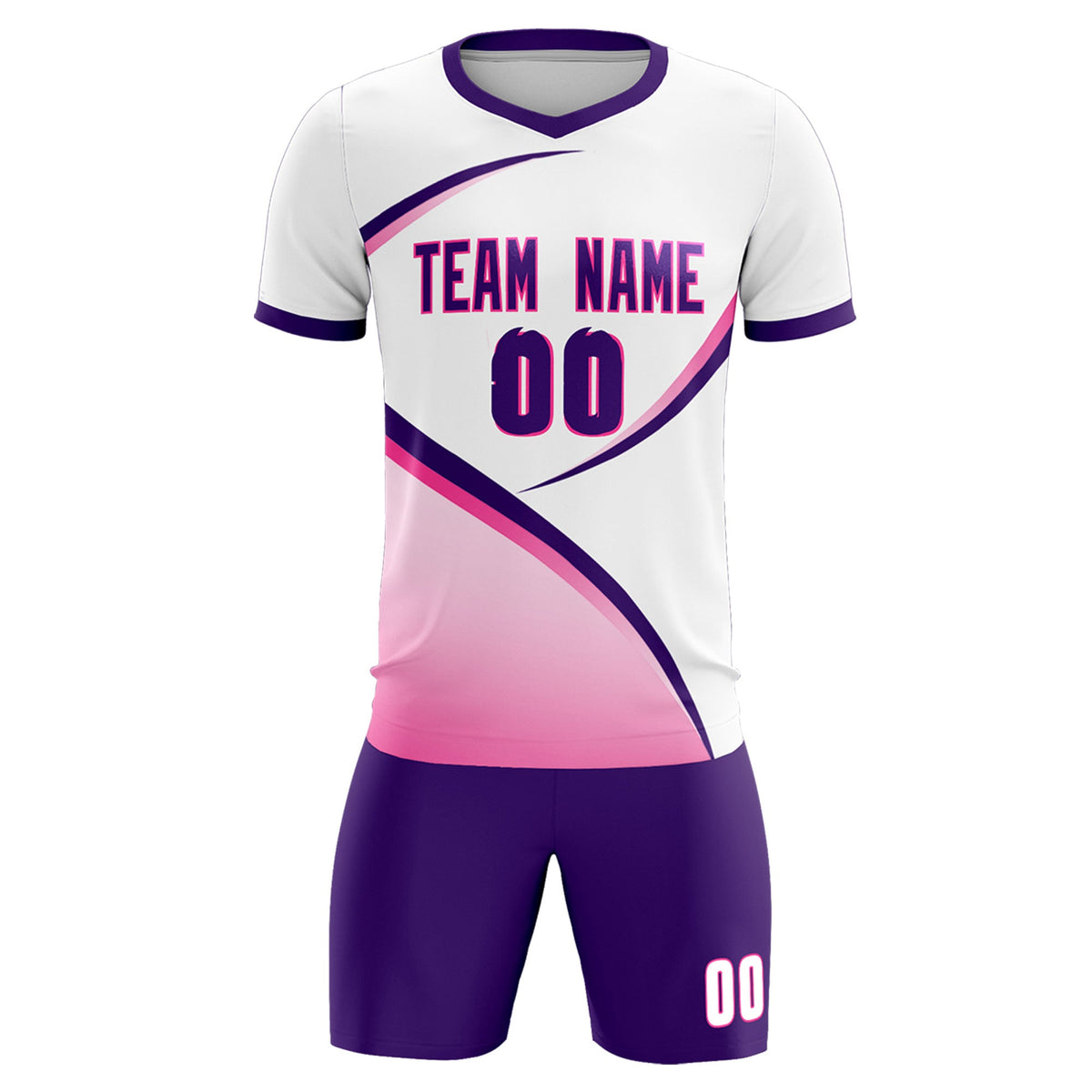 Custom White Purple Color Block Training Uniform For Men Soccer Sets Jersey