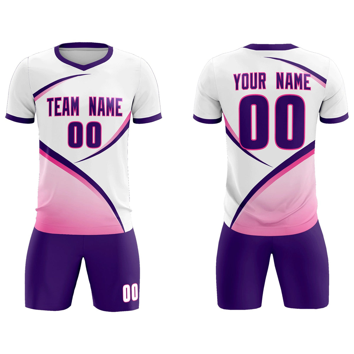 Custom White Purple Color Block Training Uniform For Men Soccer Sets Jersey