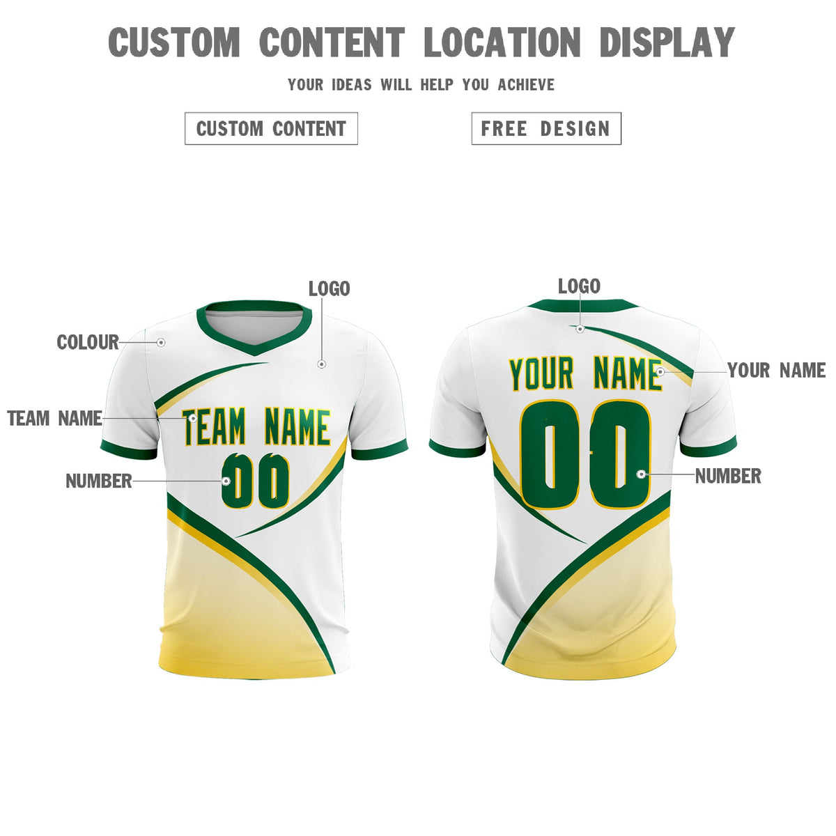 Custom White Kelly Green Color Block Training Uniform For Men Soccer Sets Jersey