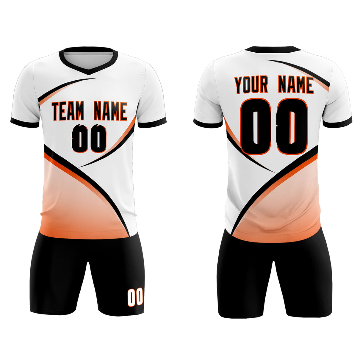 Custom White Black Color Block Training Uniform For Men Soccer Sets Jersey