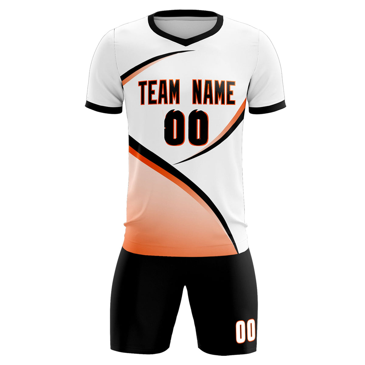 Custom White Black Color Block Training Uniform For Men Soccer Sets Jersey