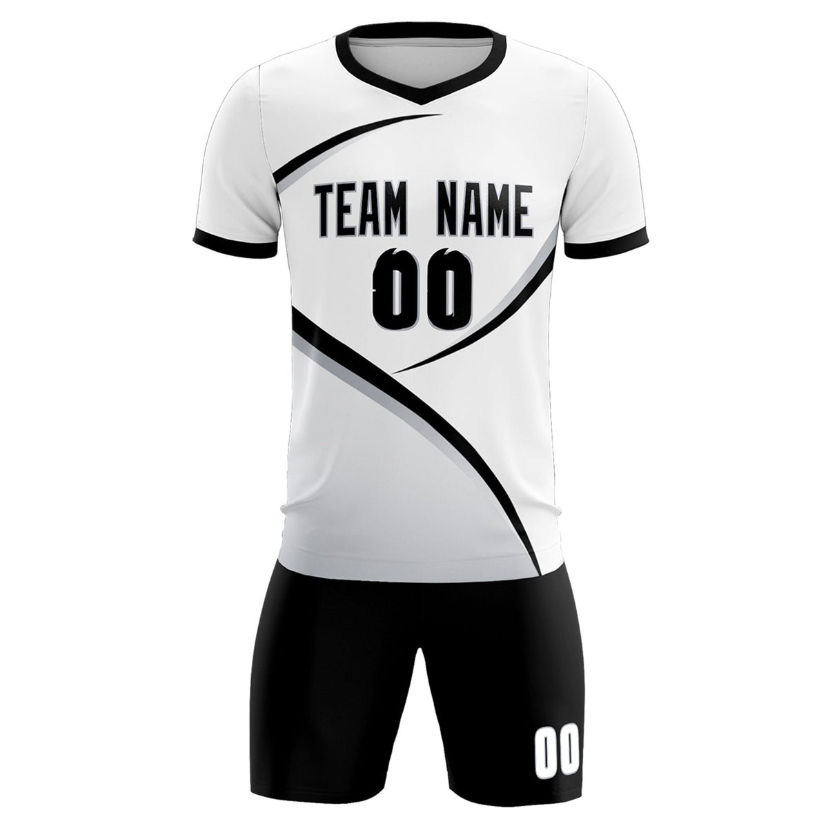 Custom White Black Color Block Training Uniform For Men Soccer Sets Jersey