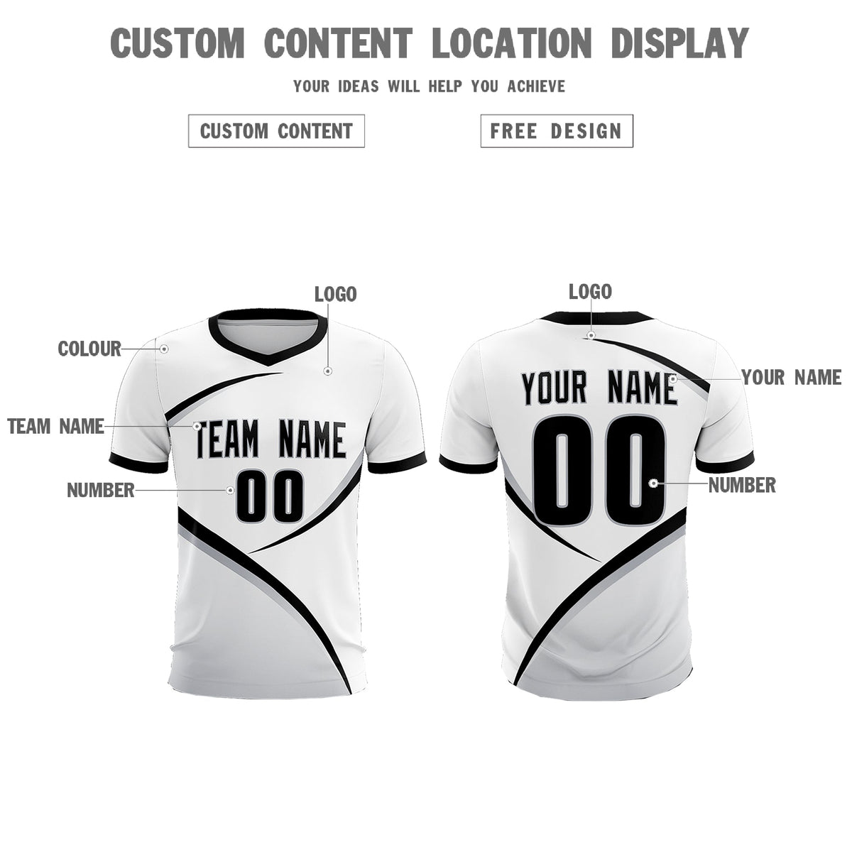 Custom White Black Color Block Training Uniform For Men Soccer Sets Jersey