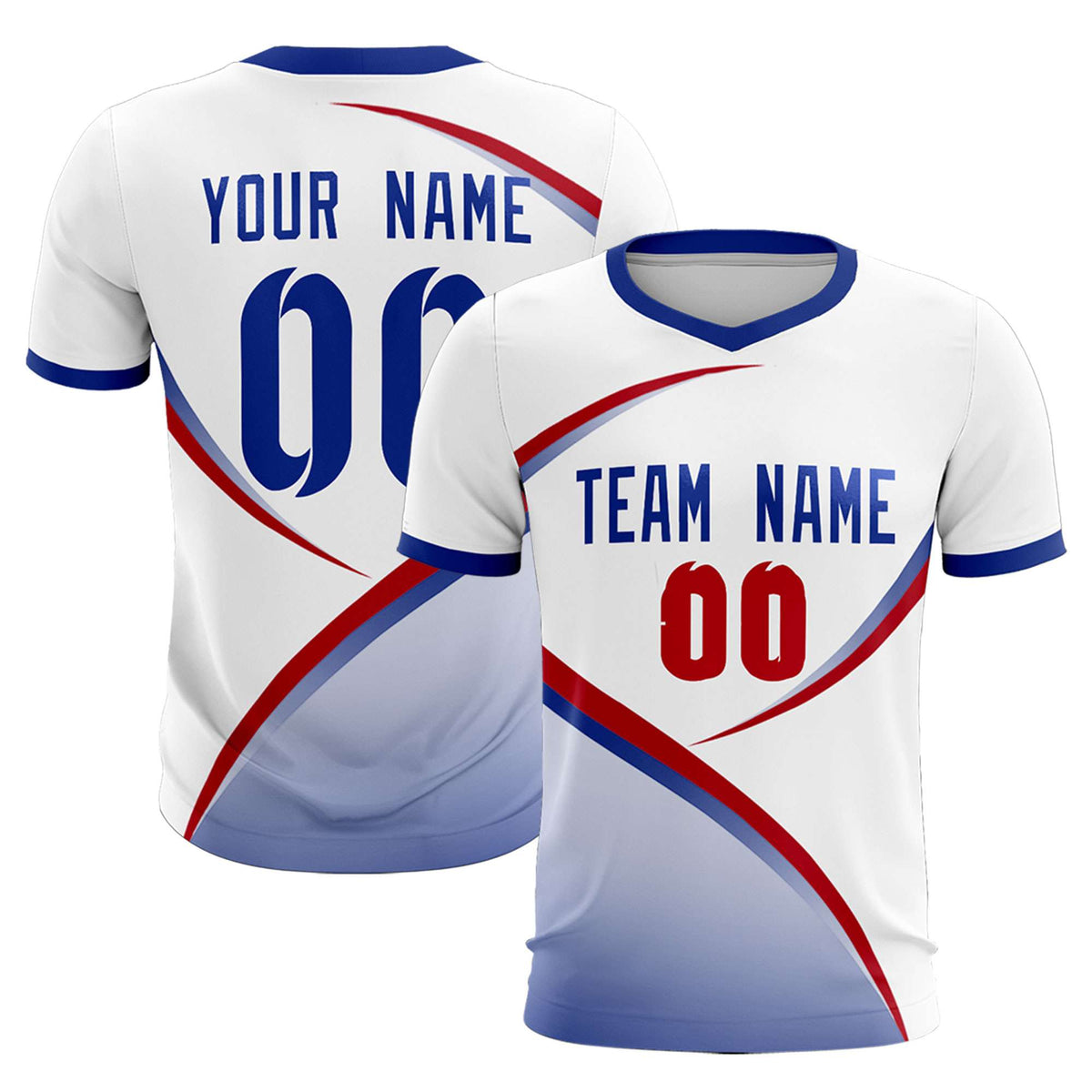 Custom White Royal Color Block Training Uniform For Men Soccer Sets Jersey