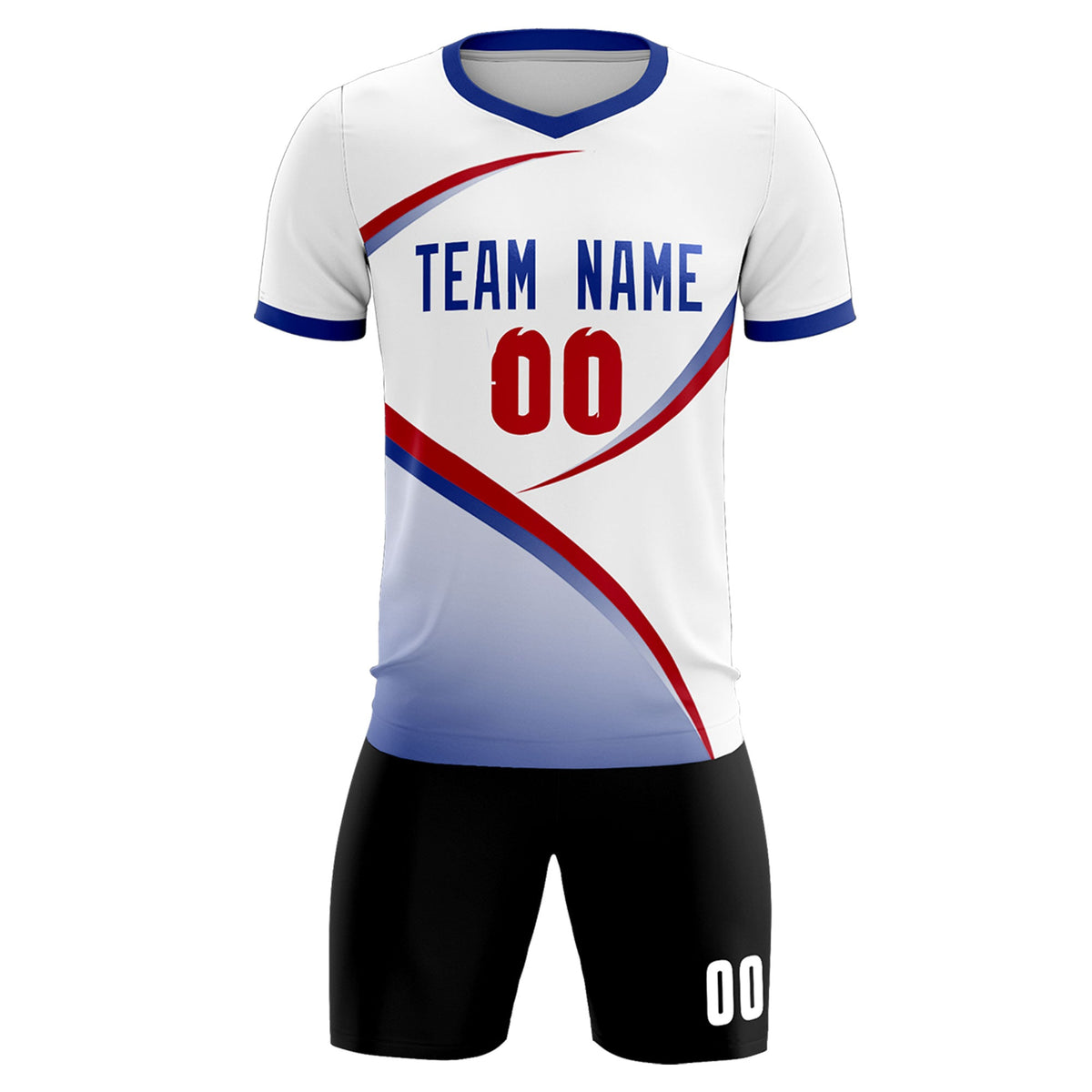 Custom White Royal Color Block Training Uniform For Men Soccer Sets Jersey