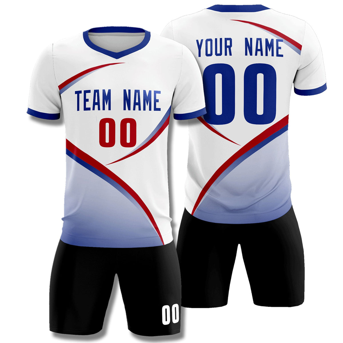 Custom White Royal Color Block Training Uniform For Men Soccer Sets Jersey
