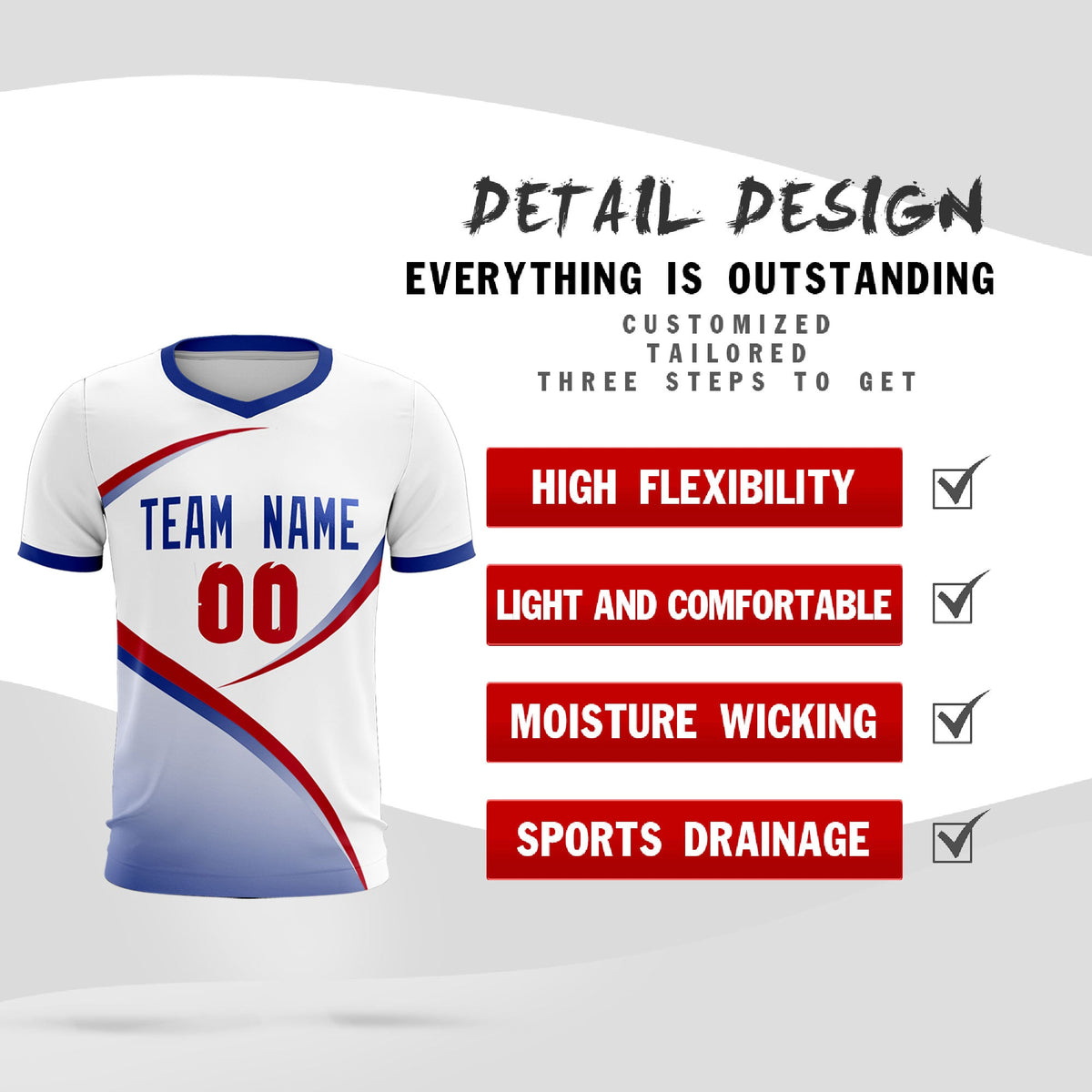 Custom White Royal Color Block Training Uniform For Men Soccer Sets Jersey